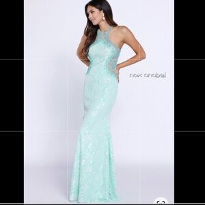 Mint Green Beaded Lace By Nox Anabel Size XS With Flaws